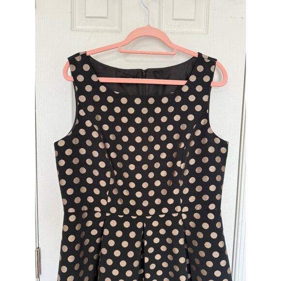 Talbots Polka Dot Sleeveless Knee Length Black Fit & Flare Dress Size 14 - Picture 2 of 10